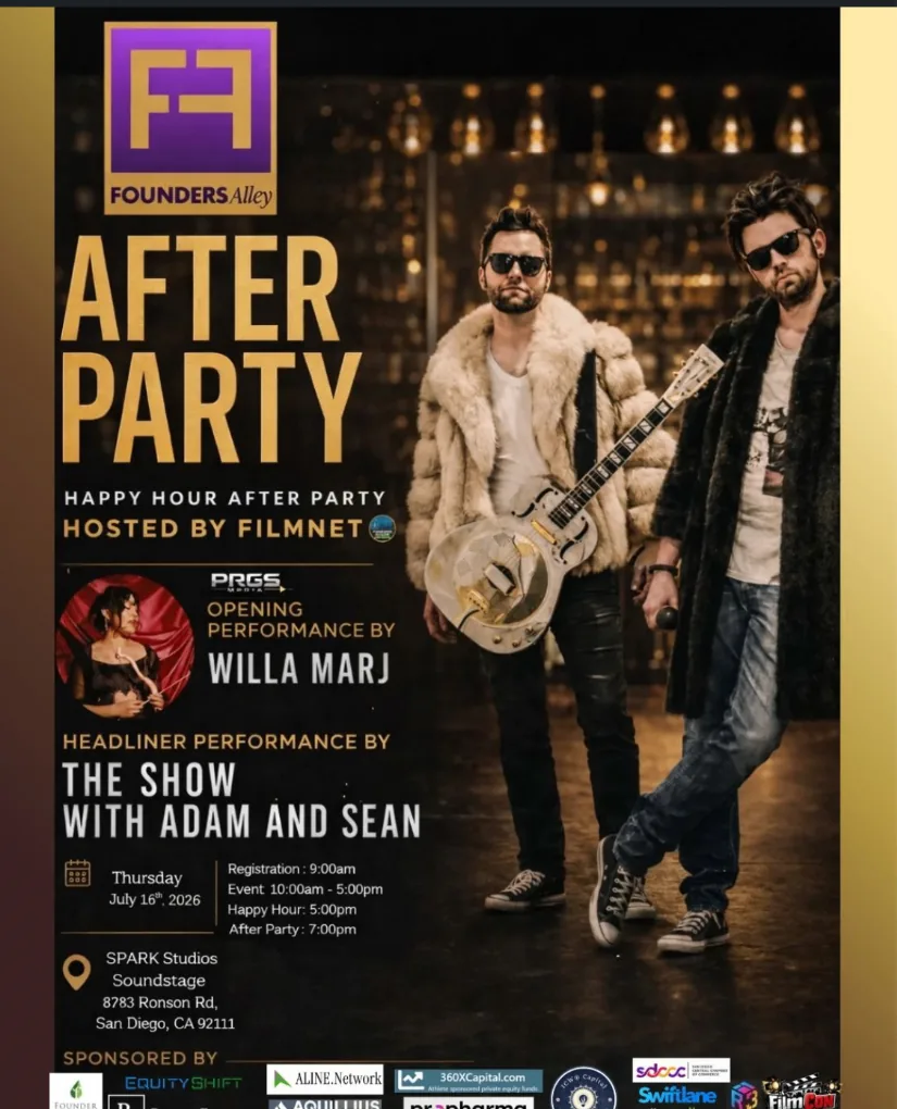 Founders Alley San Diego after-party flyer