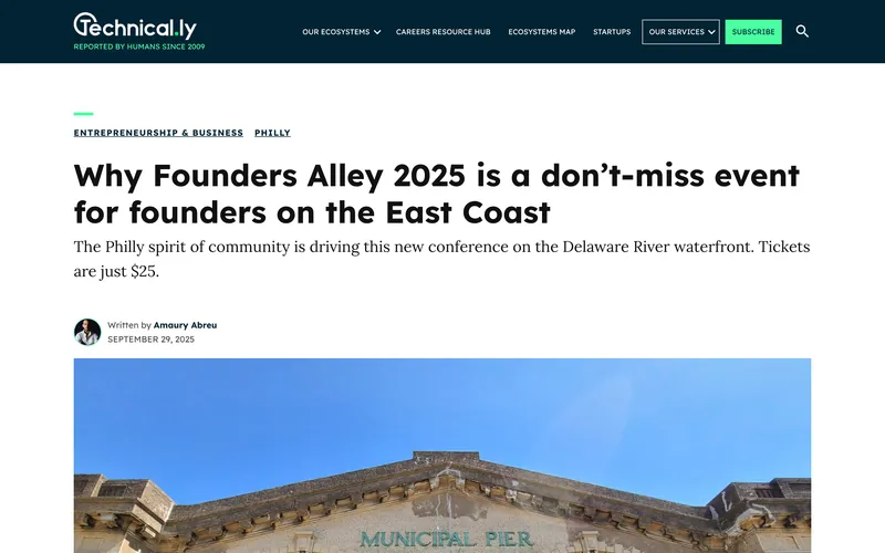 Technical.ly article on why Founders Alley 2025 is a must-attend East Coast event