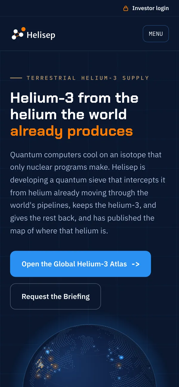 Helisep homepage on a phone