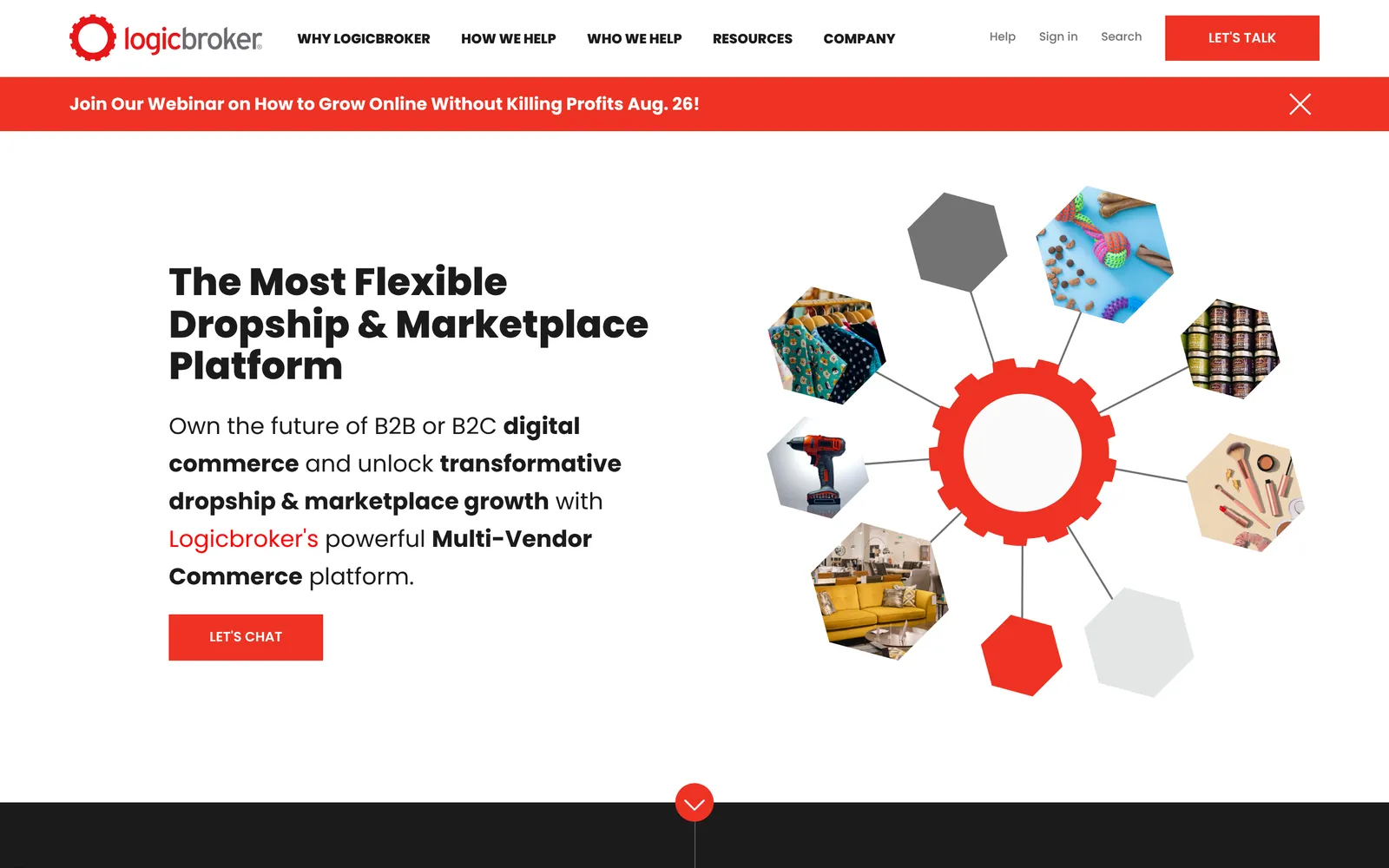 Logicbroker homepage in August 2025