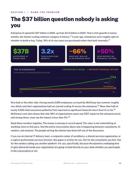 Position paper page titled The $37 billion question nobody is asking you, with four statistic tiles